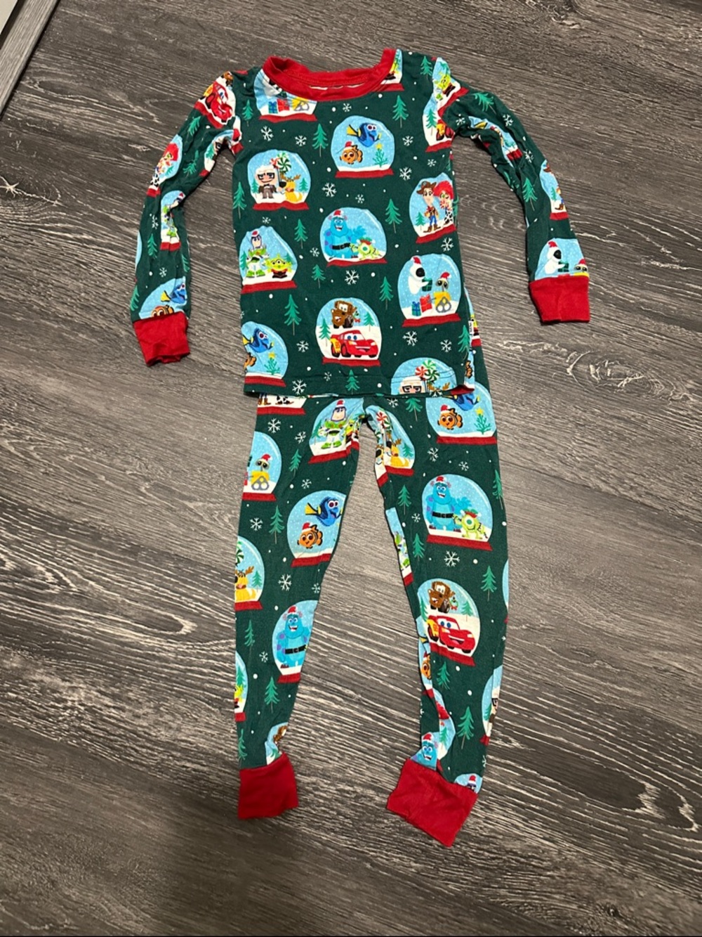 Little Sleepies Green and Red Holiday Snow‎ Globe Pajama Set